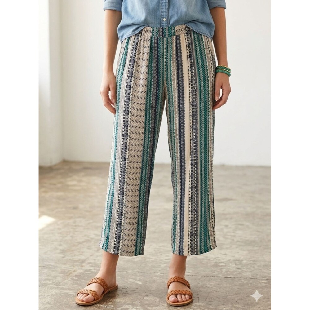 Kim Rogers Boho Geometric Print Rayon Wide Leg Pants - Large